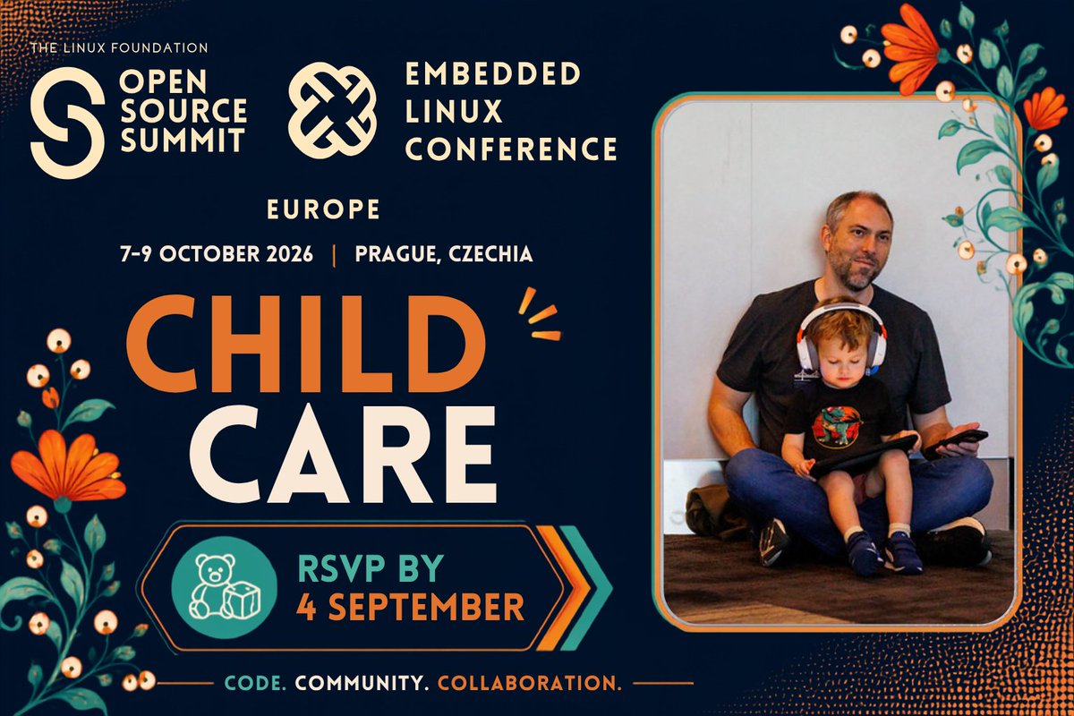 linuxfoundation's tweet photo. Attending #OSSummit + #EmbeddedLinux Conference Europe as a parent shouldn’t mean tough tradeoffs 💙 That’s why we’re offering complimentary onsite child care for kids up to age 12, with trained caregivers and a safe, engaging space.
RSVP required by 4 September. Learn more ➡️  https://t.co/NeikxVaEnO