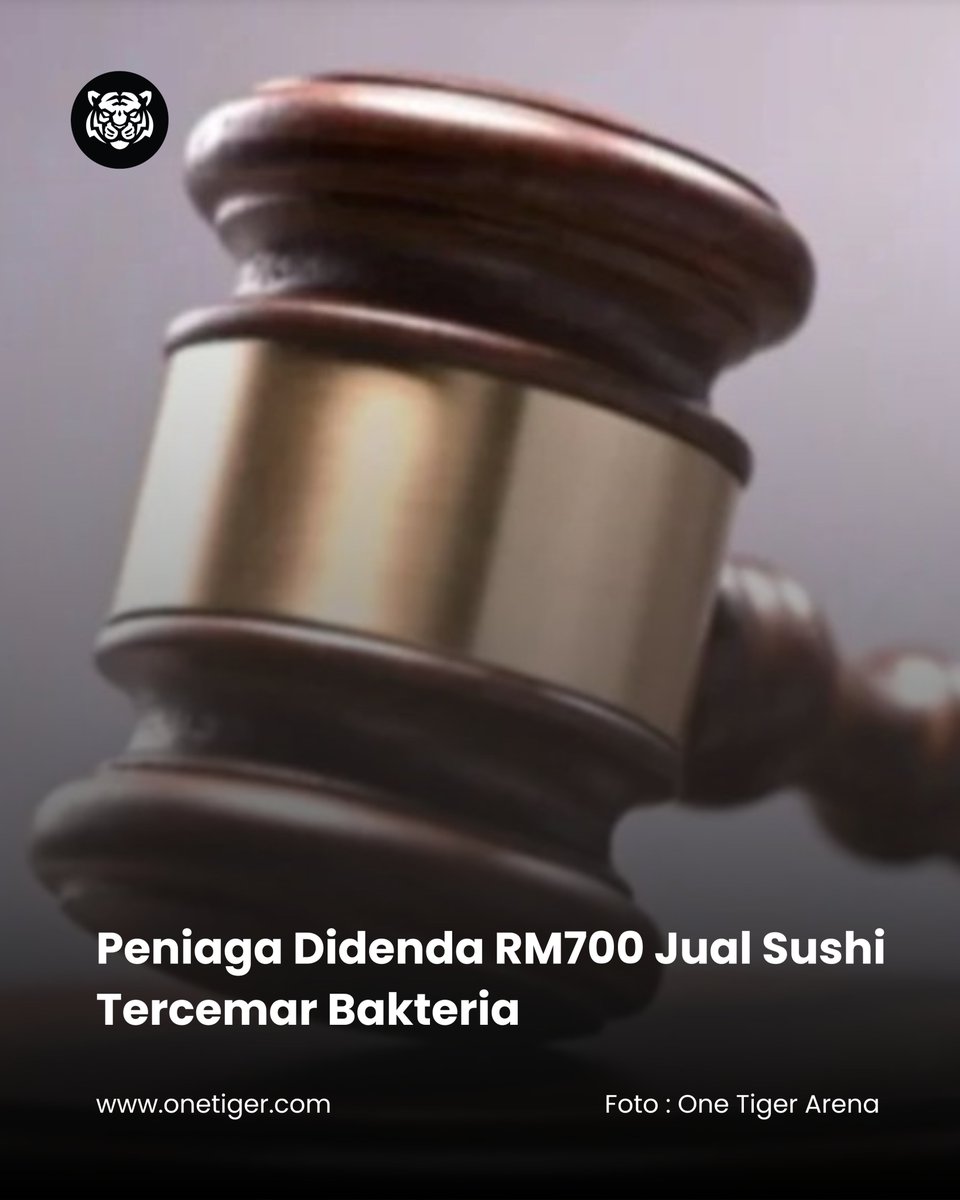 OneTigerEnergy's tweet photo. Peniaga Didenda RM700 Jual Sushi Tercemar Bakteria

Seorang peniaga bazar Ramadan didenda RM700 selepas mengaku bersalah menjual sushi yang tercemar dengan bakteria berbahaya. Kes itu menjadi peringatan kepada semua pengendali makanan agar sentiasa mematuhi standard kebersihan dan keselamatan.

👉 Baca artikel penuh di https://t.co/bcBbLuqwRi atau klik pautan di bio kami.

#ONETIGERARENA #FYP #MALAYSIA