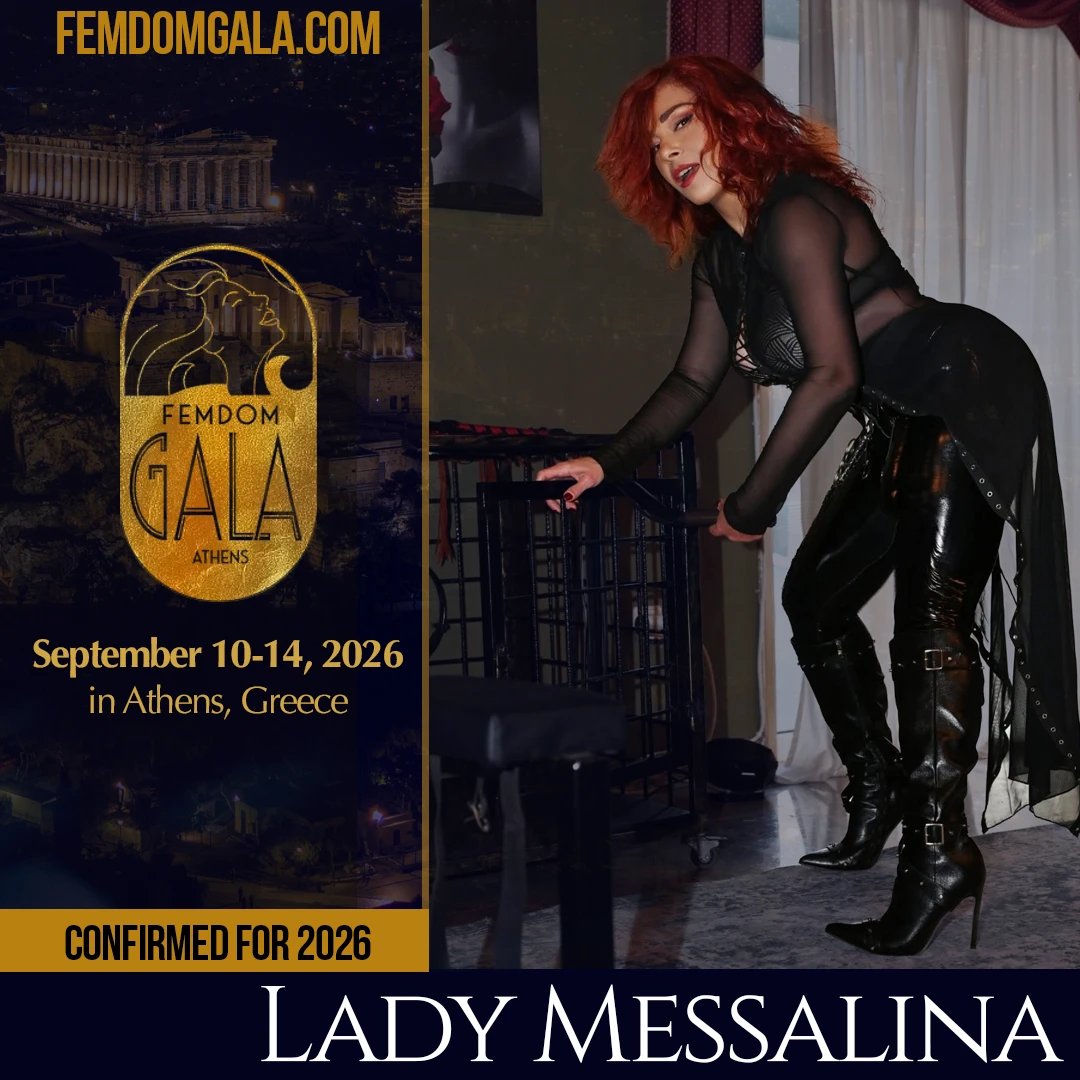 FemdomGala's tweet photo. FemDom Gala continues to expand with the arrival of Lady Messalina
She becomes part of a collective built on individuality, confidence, and shared experience. We're pleased to welcome her into the FemDom Gala environment.
10-14 September 2026
Athens, Greece https://t.co/MNuizciPQw