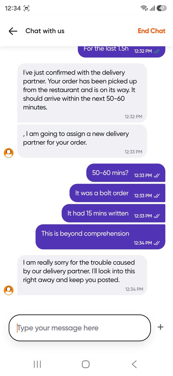 ayushidas7's tweet photo. @Swiggy @SwiggyCares 
A bolt order which is already 1.5h late and on top of that 50-60 minutes delivery?
Now my order stands cancelled?

Is it some kind of joke? https://t.co/yR6k8uaYIu