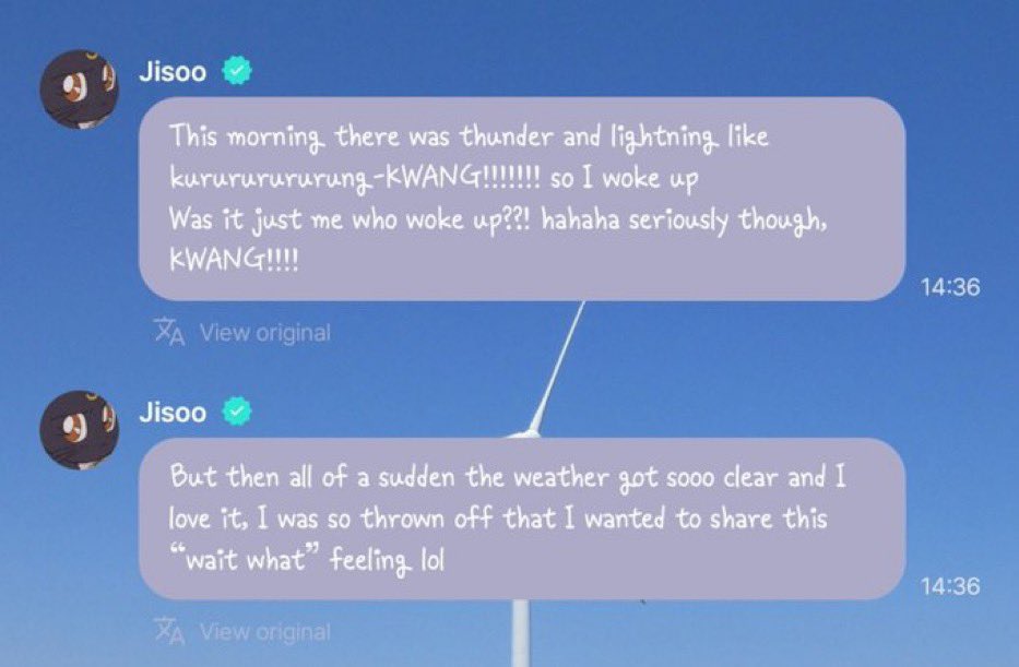 JisooGlobal1's tweet photo. #JISOO updated on her app that she woke up to thunder and lightning and felt like sharing the surprising moment she experienced. https://t.co/8xDBLVT0Jt