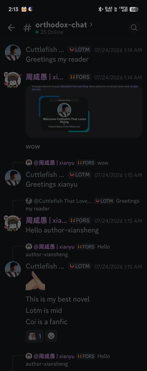Belalsayeed07's tweet photo. "LOTM is mid"
"Coi is fanfic"
"and Roselle is self insert"💀

WHATT???😭😂🥀

Discord Cuttlefish😂 https://t.co/UcqevAcAkQ