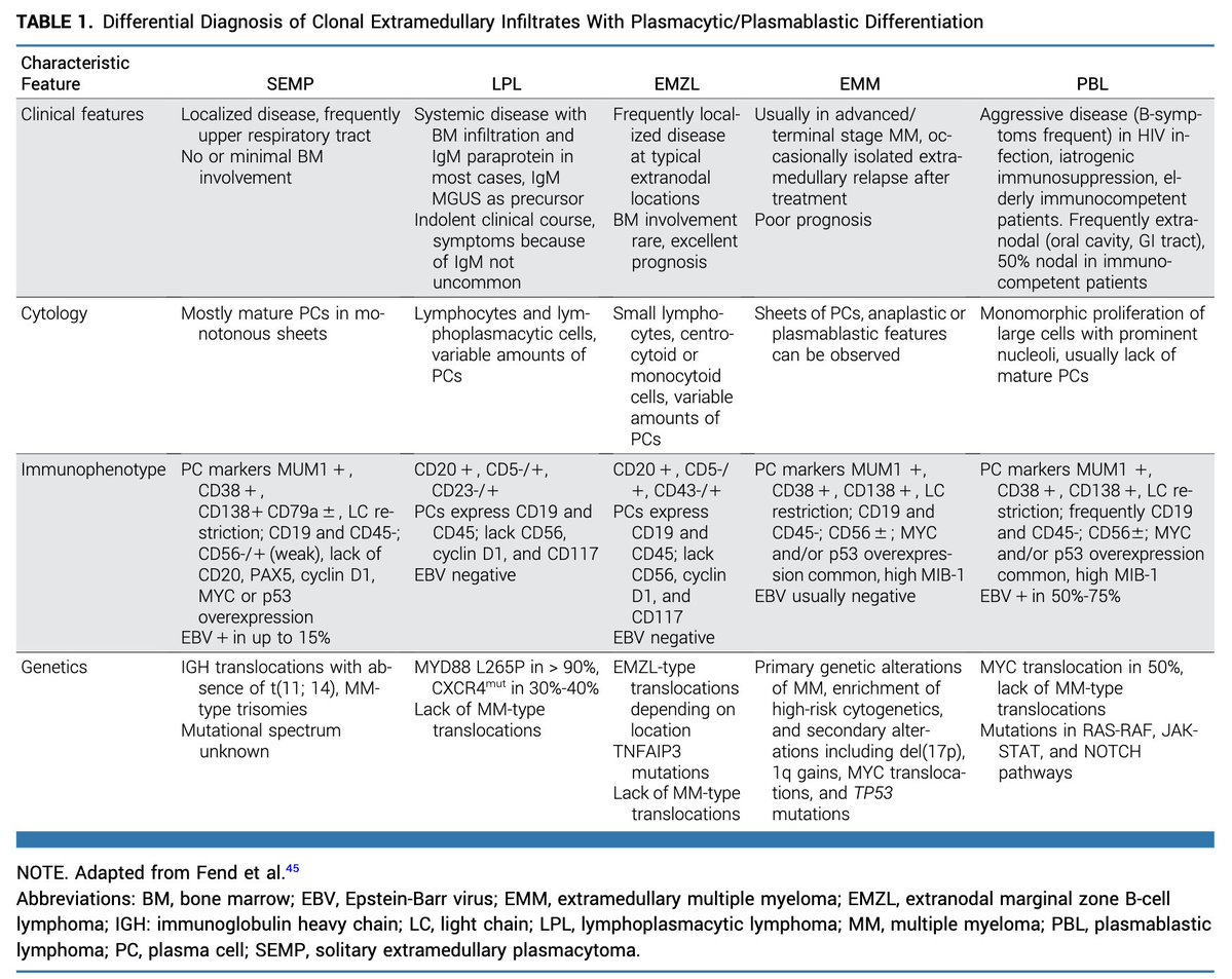 Myeloma_Doc's tweet photo. #Myeloma Paper of the Day: International Myeloma Working Group recommendations for diagnosis &amp; management of solitary #plasmacytomas: https://t.co/lDJ4laJ5iR. #mmsm Note the 50% risk of progression to symptomatic myeloma within 5 years after initial definitive local radiotherapy. https://t.co/PE3poJ1ij5
