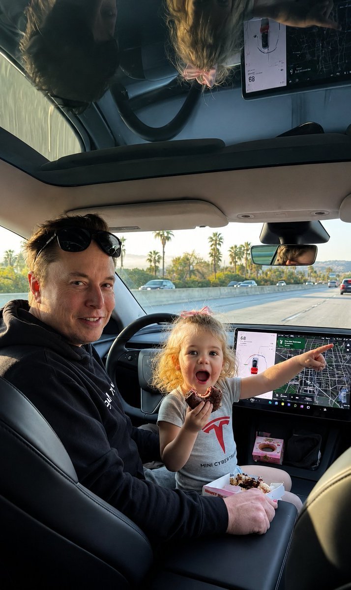 Elonmindset9's tweet photo. 🚗 If you were on this road trip, what would you be most excited about?

A. Riding in a Tesla ⚡
B. Eating donuts 🍩
C. Talking with Elon 🚀
D. Taking selfies 📸 https://t.co/j4NDYNYDCd