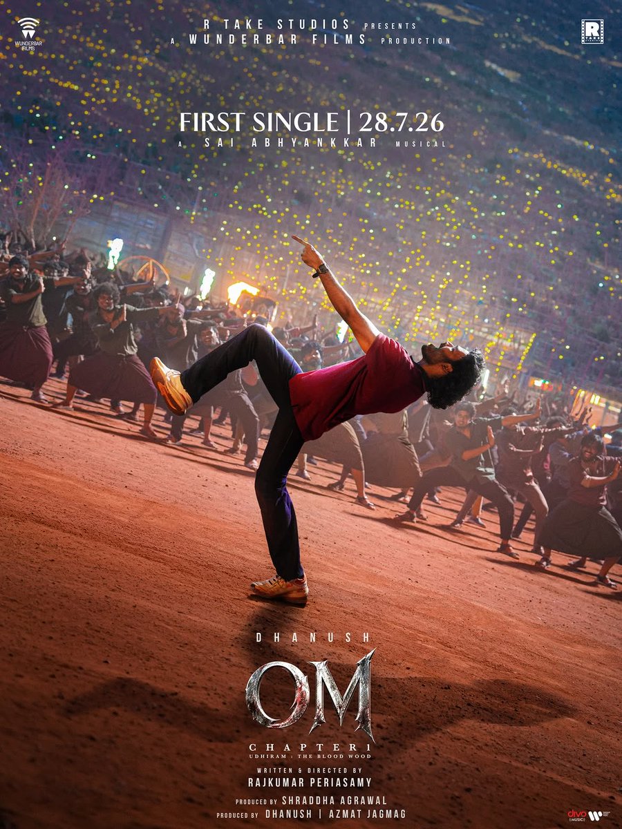 WarnerMusicIN's tweet photo. It's time for a birthday celebration like never before

#OM - First single loading for @dhanushkraja's birthday - July 28.

A #Abhyankkar musical festival

#Mammootty #RajkumarPeriasamy #WunderbarFilms #RTakeStudios #SaiPallavi #Sreeleela #Sreyas #ShraAgrawal #JayMehta #Azmat905 https://t.co/tTwfM7mxt1