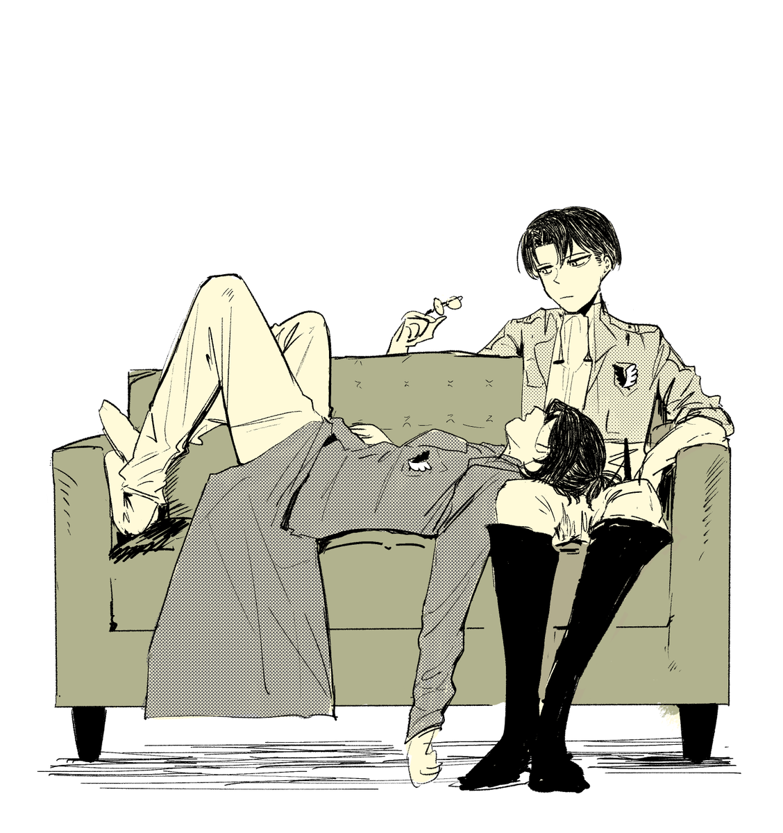 deroderoma's tweet photo. リヴァハン。膝枕 https://t.co/dAkd81vm3j