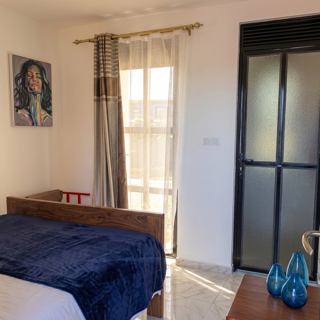 rosanegraKLA's tweet photo. Wake up to natural sunlight streaming through large windows, cozy wooden beds with plush bedding, and elegant interiors that feel like home.Modern comfort meets African charm, just steps from Lake Victoria.Your perfect getaway awaits! #RosaNegraHotel #Kigo #LuxuryStay https://t.co/AxRvzQAmup