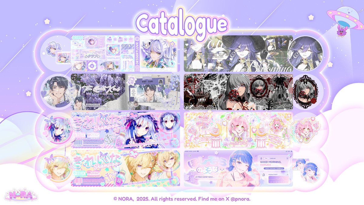 pnora's tweet photo. Hawoo~ Nora open request daily untuk all catalogue! Ada layout single + CP dan pinned GIF 💗😻

Nora juga bisa convert template PSD ke IPV atau sebaliknya yap~ 2 slot sajaa 'w')/

Open slot GA bulan Agustus juga yaw 🫶🏻

Lengkapnya intip sini okie! :3
https://t.co/Y0O61nxaLq https://t.co/bFZtWtWc87