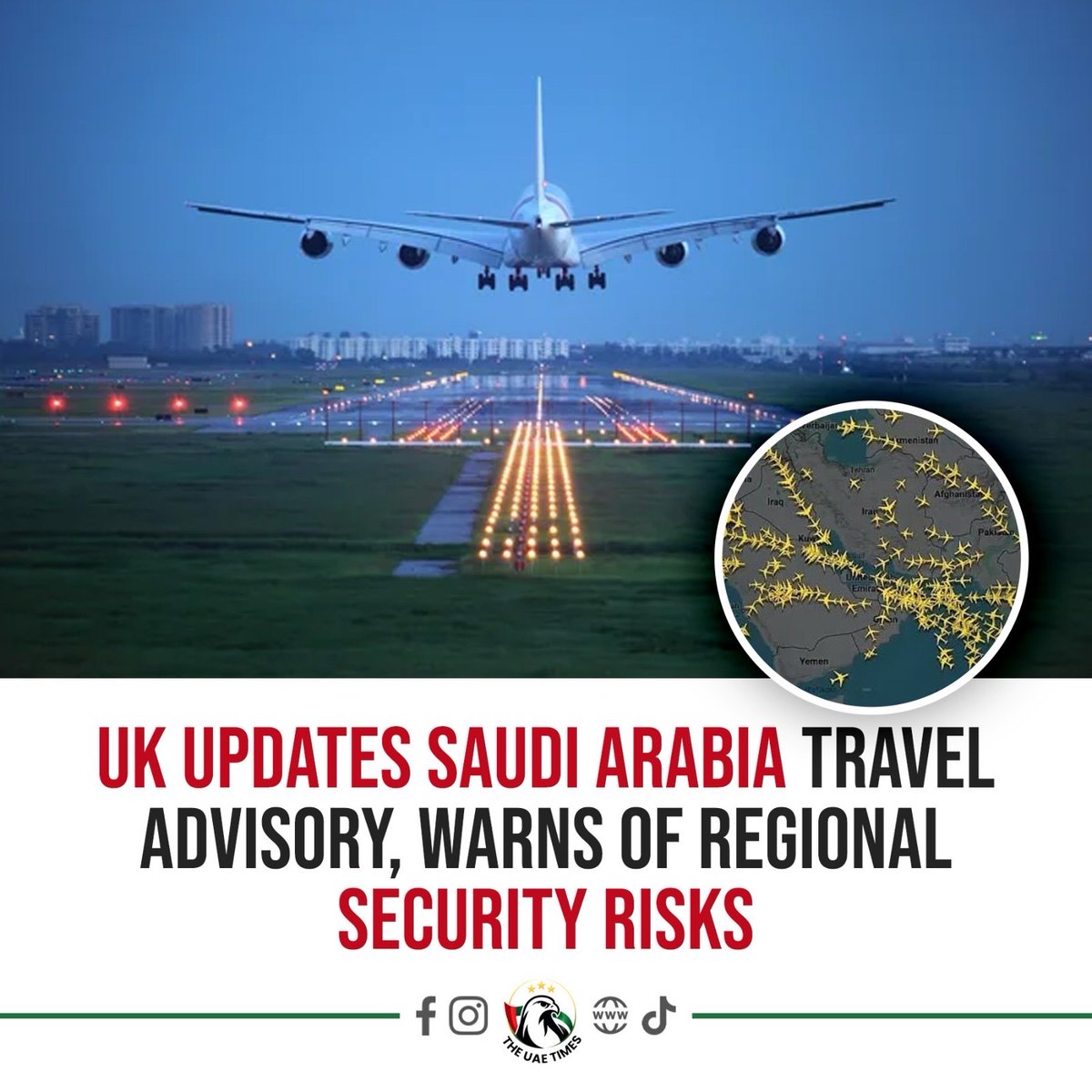 theuaetimes's tweet photo. The UK has updated its travel advice for Saudi Arabia, warning travellers of regional security risks, including possible missile and drone threats linked to the Saudi-Yemen border.

The advisory urges people to avoid restricted border areas, follow local authorities' instructions during emergencies, and stay informed through official updates. Travellers are also reminded that insurance may be affected if they ignore official travel advice.

#SaudiArabia #TravelAdvisory #BreakingNews #TheUAETimes
