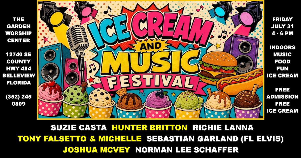 prayon123's tweet photo. Ice Cream &amp; Music Festival
Fri July 31st 4-6pm Free Admission
The Garden Worship Center
12740 se county hwy 484 belleview, fl
(352)245-0809
Indoors - Beat the Heat!
Food, Fun, Music, Ice Cream! https://t.co/ASzR4YVPNh