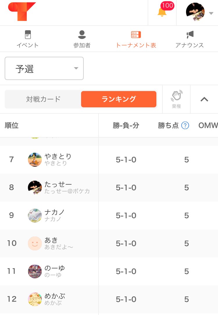 maxlance_tassei's tweet photo. 予選5-1でTier1トナメヽ(・∀・)ﾉ
※1回戦がナカノ君で絶望_(:3」z)_ https://t.co/BYOWLbF96b