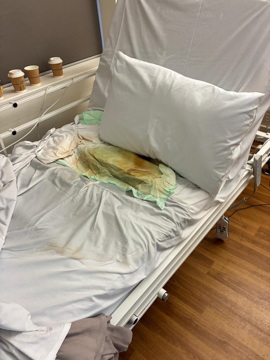 criprights's tweet photo. From an independent advocate in WA on those magical ‘foundational supports’;

 "One of the cases I dealt with saw a non speaking disabled elderly woman left wallowing in her faeces and urine for many hours because the nurses were too busy and she was not allowed to have her support workers there.

This is the bed. She’d been left in it for nine to ten hours, we think.”

But now the NDIS want us to drop our support workers at the door, saying it’s a ‘duplication of services’.

This advocate is dealing with 43 cases like this at present.
