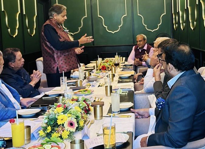 ShashiTharoor's tweet photo. A warm luncheon discussion with former President Ranil Wickramasinghe @RW_SRILANKA illuminated my first day in Sri Lanka. Though his sacrifices for and services to his nation in recent years have been overtaken in the heady rush of political transformation, history is bound to be kinder to him than contemporary political judgements might be. I have enjoyed his friendship for nearly two decades, and I believe he has the best interests of his country and the broader region genuinely at heart.