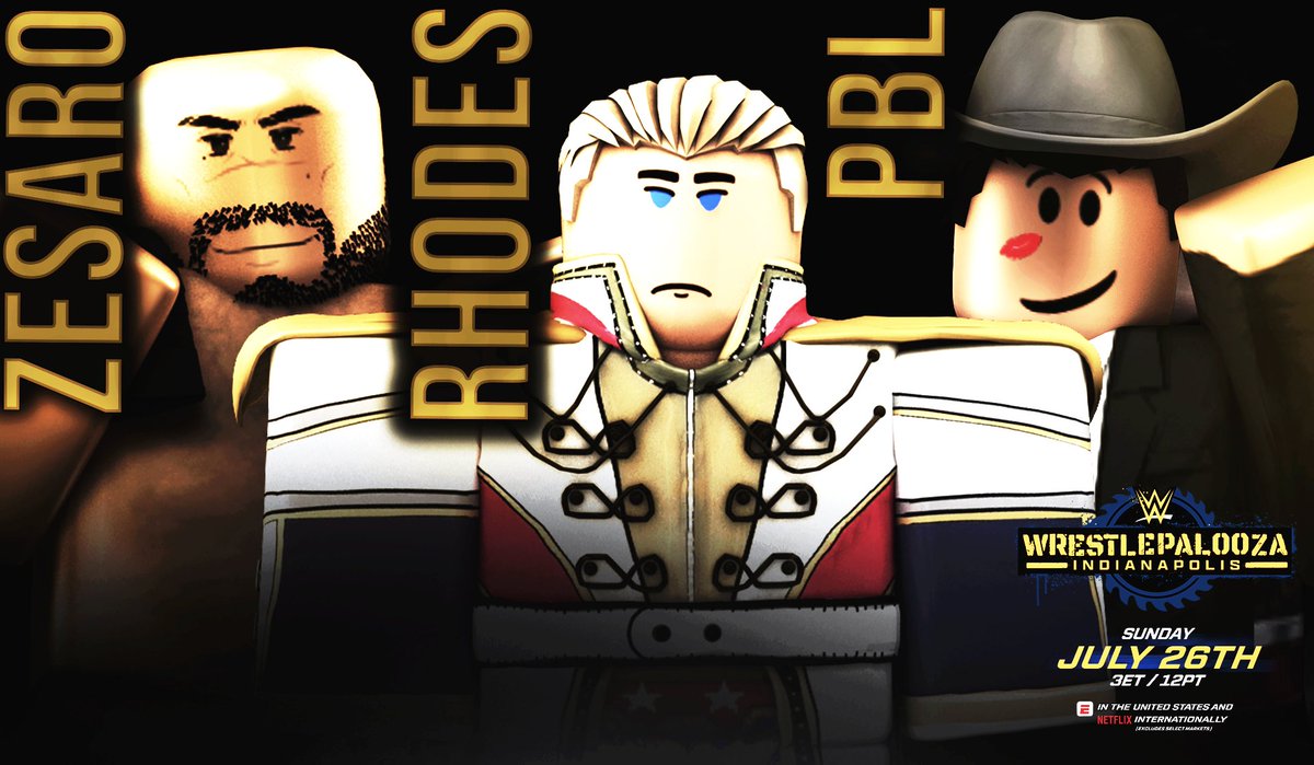 _WWERoblox's tweet photo. 📍Sunday, July 26th — #WrestlePalooza.

@dunkordrop vs. @ApoloLeaguee vs. #PBL

Three men. One championship. Who leaves #WrestlePalooza as the #WHC? https://t.co/ihSAyfpPhO