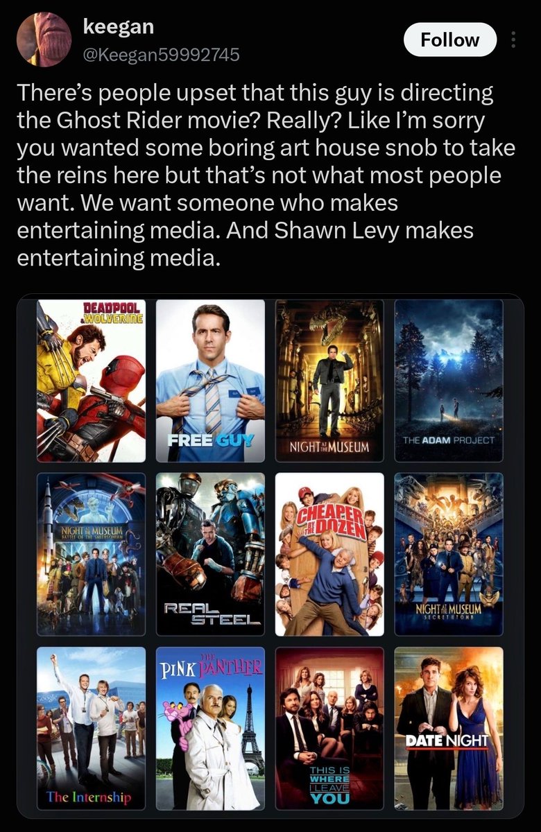 CBMCringe's tweet photo. it's always "entertaining media" and never "good movies" https://t.co/cVRfCPyZLe