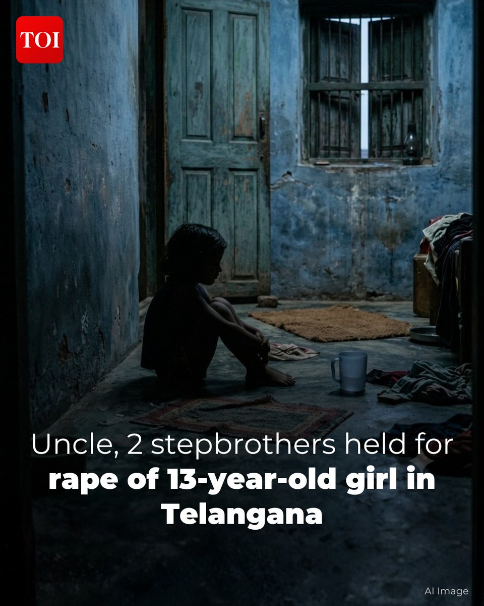 timesofindia's tweet photo. #Telangana | A 13-year-old girl was allegedly sexually assaulted by three of her relatives, including her uncle and two stepbrothers, over the past few months in Keesara. The abuse came to light after the girl confided in a schoolteacher, who alerted the police. All three accused have been arrested. 

Read here 🔗https://t.co/PhKKqKGXxi 

The story doesn’t end here — continue on the TOI App 👉 https://t.co/ogFaRsVinV