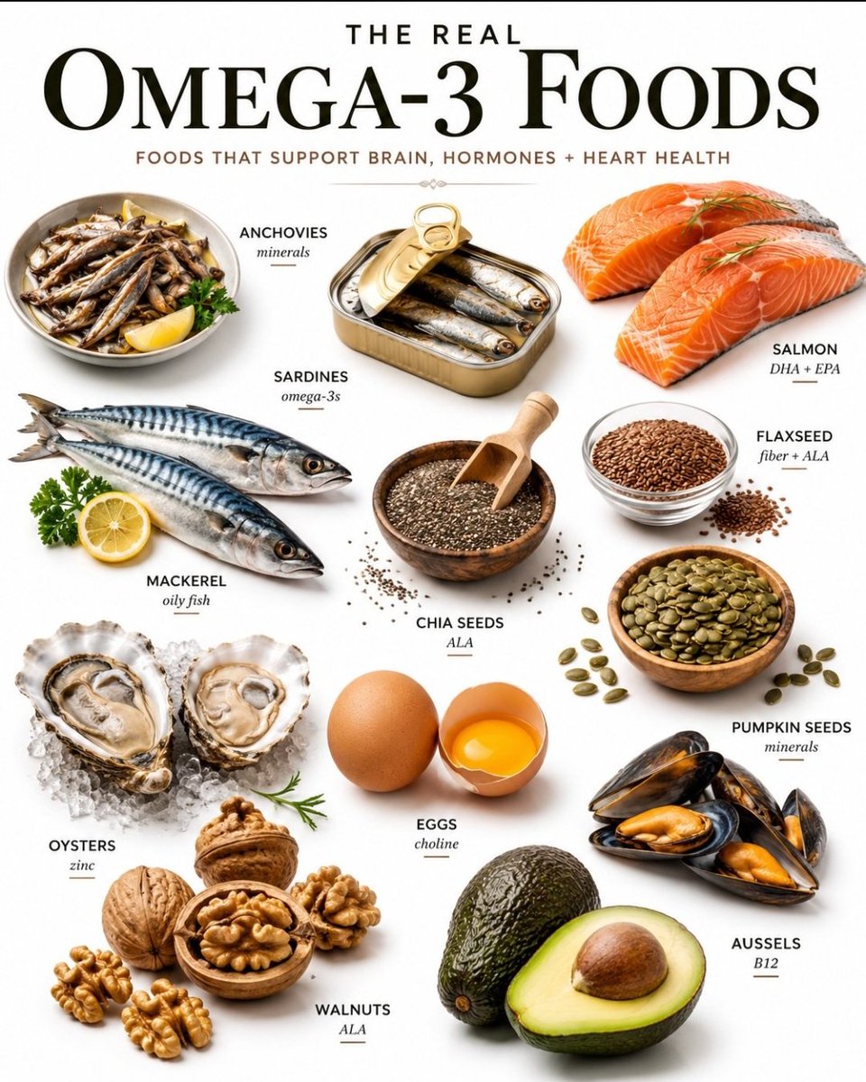 food_health_joy's tweet photo. The Real Omega-3 Foods🥑 https://t.co/dfFQqvZCot