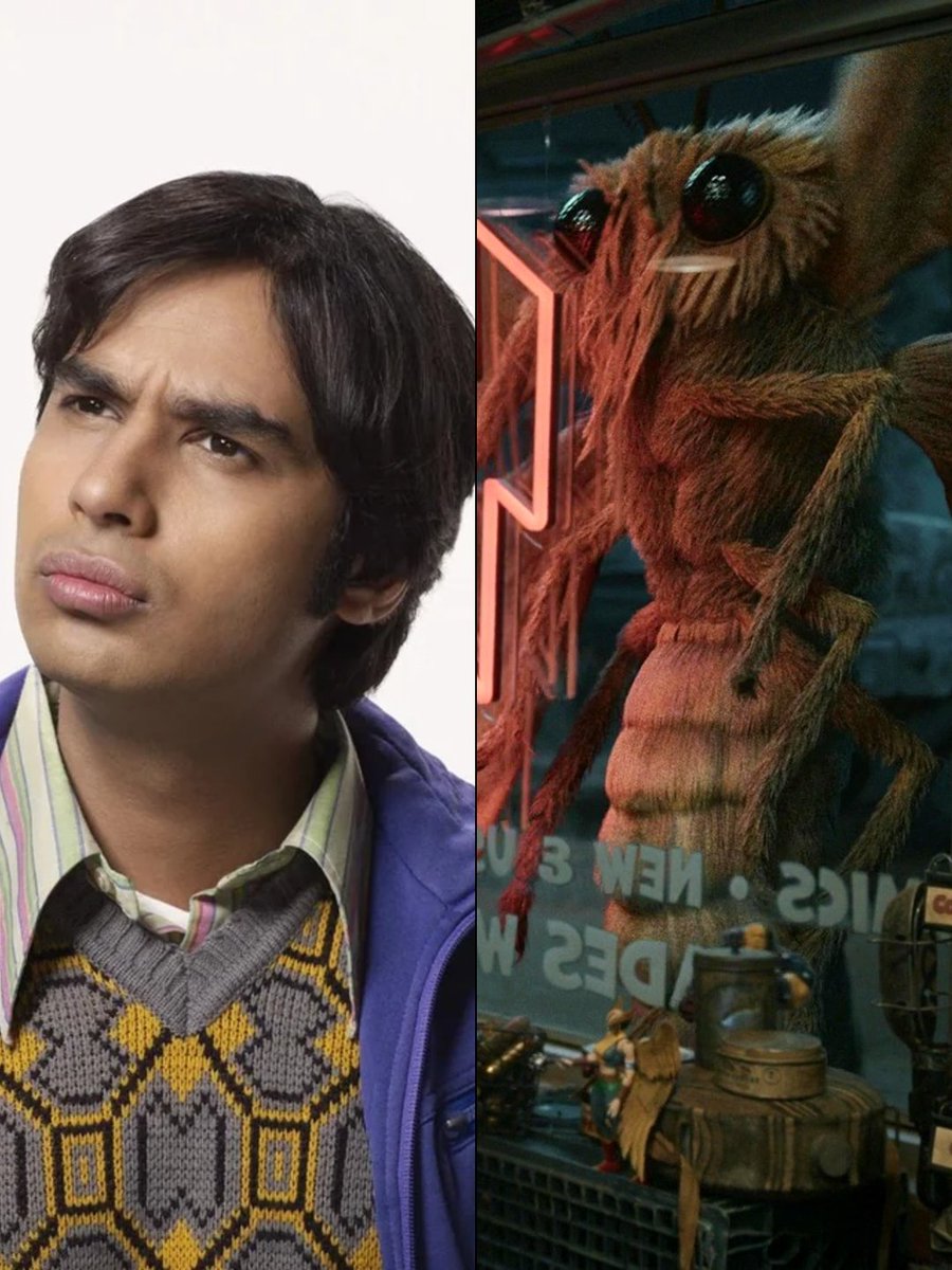 sitcomcrave's tweet photo. sitcom fact:

Raj Koothrapali found love and got married, but his wife was then eaten alive by a giant moth. 

in ‘The Big Bang Theory’ spinoff, ‘Stuart Fails To Save The Universe’