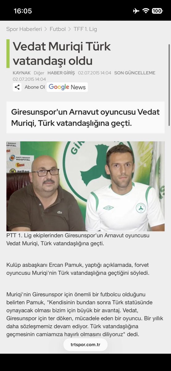piv09tt's tweet photo. @huseyinozkok Bu kural ilk gs ile başladı ama sen mesut ile başlıyorsun hadi öyle olsun buyur vedat 2015 de Türk vatandaşlığını alıp çifte vatandaş olmuş https://t.co/f6jGJbKIDY