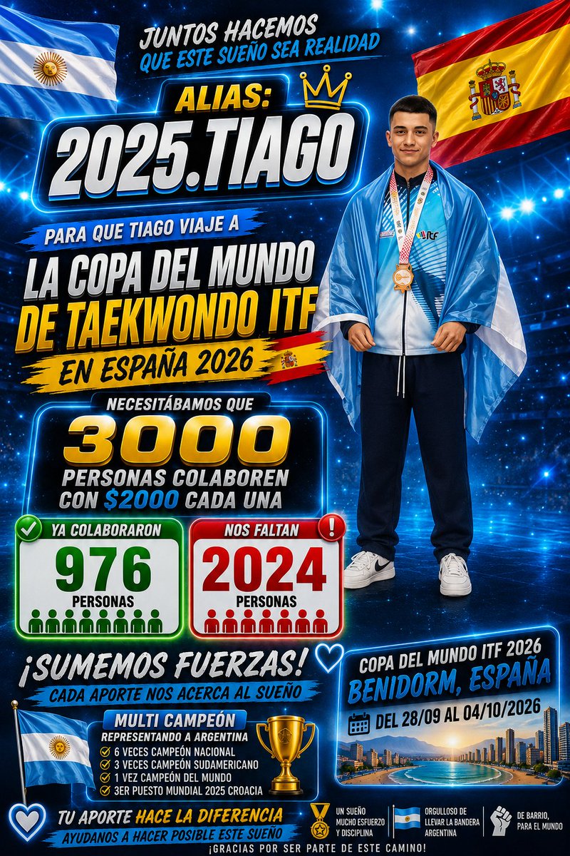 MatiasFarias6's tweet photo. No fueron días fáciles con respecto a lo deportivo estos días, Pero los campeones siempre se levantan. 
Seguimos necesitando tu ayuda para que Tiago llegue a la Copa del Mundo de España.
Tu RT vale muchísimo!!! 
Muchas gracias🇦🇷🇦🇷💪 https://t.co/kigPGaPz1J