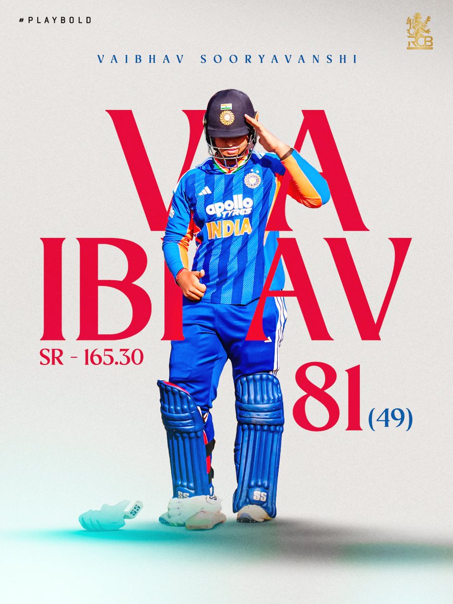 RCBTweets's tweet photo. Vaibhav Sooryavanshi - you’re just built different. 🫡🔥

📸: BCCI | #PlayBold #ನಮ್ಮRCB https://t.co/QoN0JO0Ds6