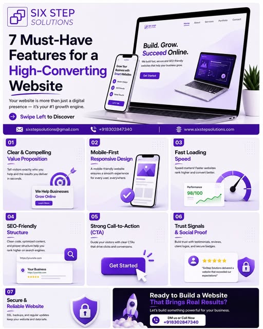 SStepsolutions's tweet photo. Is your website converting visitors into customers? Swipe through these 7 must-have features every successful website needs.
📷 Follow us for more website and business growth insights!
#marketingtips #conversionoptimization #LeadGeneration #digitalmarketing #sixstepsolutions https://t.co/aJJ3iCgsK9