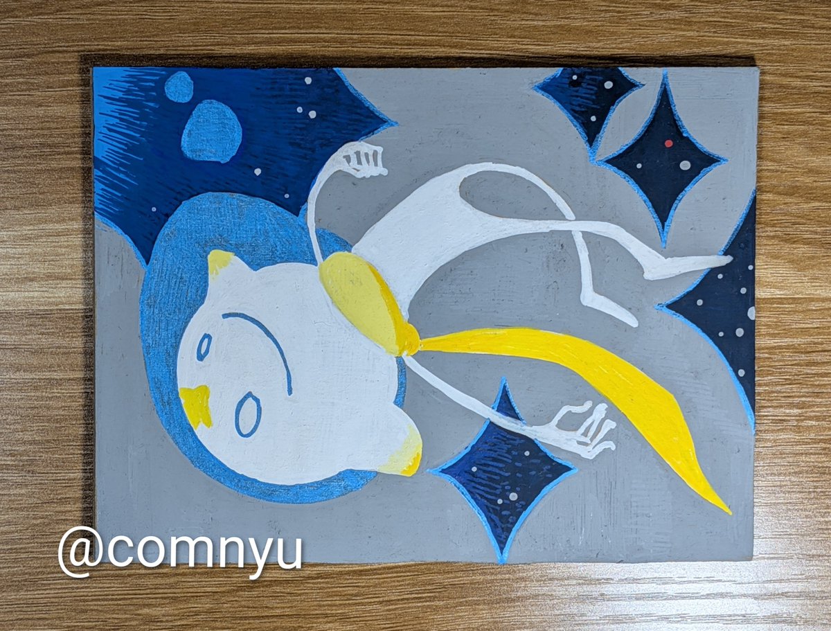 comnyu_illust's tweet photo. パソコンが使えないからデジタルではなくポスカ(…とジュースペイント)で！切ったダンボールのキャンバスに色塗り。#イラスト #illustration #アナログ #ポスカ #ジュースペイント https://t.co/aQhd2Xk5rL