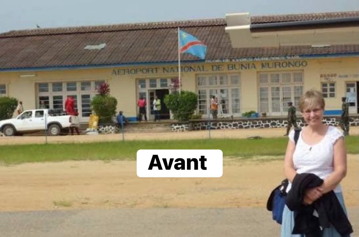 Huinfos's tweet photo. Ici c'est l’aéroport de Bunia #Avant 😥 et #Maintenant ✅. C'est une nouvelle page de son Histoire qui s'inscrit conformément à la vision du Chef de l’État de moderniser les infrastructures aéroportuaires et de désenclaver la RDC. Merci Fatshi https://t.co/w9bKf8ZwAa