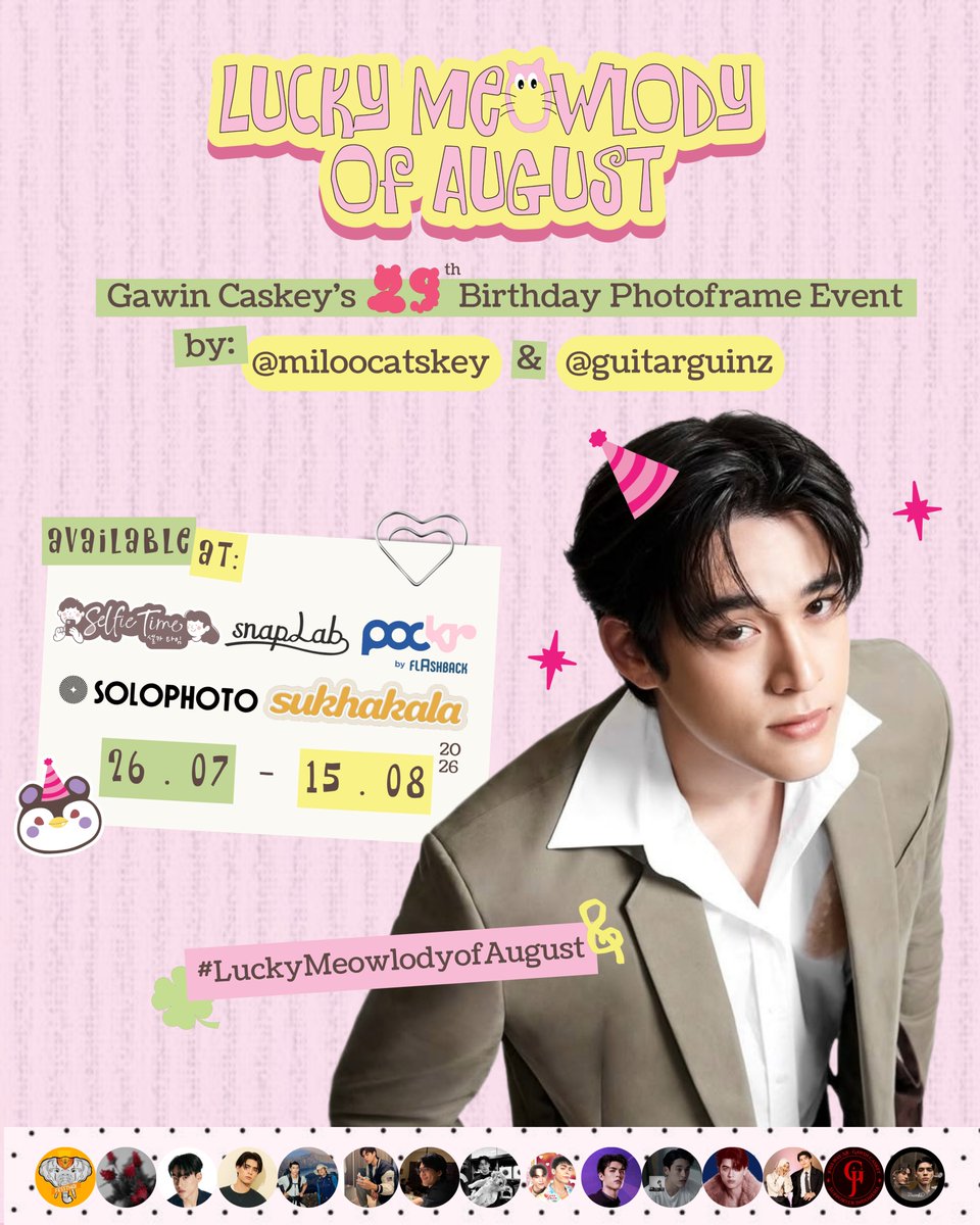 guitarguinz's tweet photo. 🍀♪.⋆♬ 𝐋𝐮𝐜𝐤𝐲 𝐌𝐞𝐨𝐰𝐥𝐨𝐝𝐲 𝐨𝐟 𝐀𝐮𝐠𝐮𝐬𝐭 ♬⋆.♪ 🍀

#GawinCaskey Birthday Photoframe Event 
by @miloocatskey x @guitarguinz

📍🗓️ details on poster!

Capture your best shots while hearing the #LuckyMeowlodyofAugust and kindly tag us <𝟑

#BDProjectForGAWIN29TH https://t.co/CsW0sD6i94