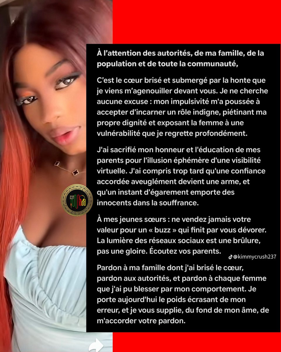 237mood_X's tweet photo. #buzz
La pseudo influenceuse kimmycrush regrette tout, révèle être submergée par la honte et demande pardon aux autorités, à sa famille et la population. Elle dit 👇🏽 https://t.co/uSS5tZB73Q