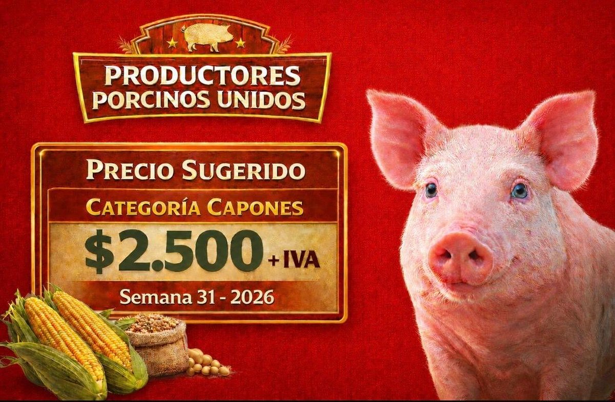 caPEMppor's tweet photo. PRECIO SUGERIDO 
Semana 31

Capón en pie
$2.500 + IVA https://t.co/A6AiuZIw6V