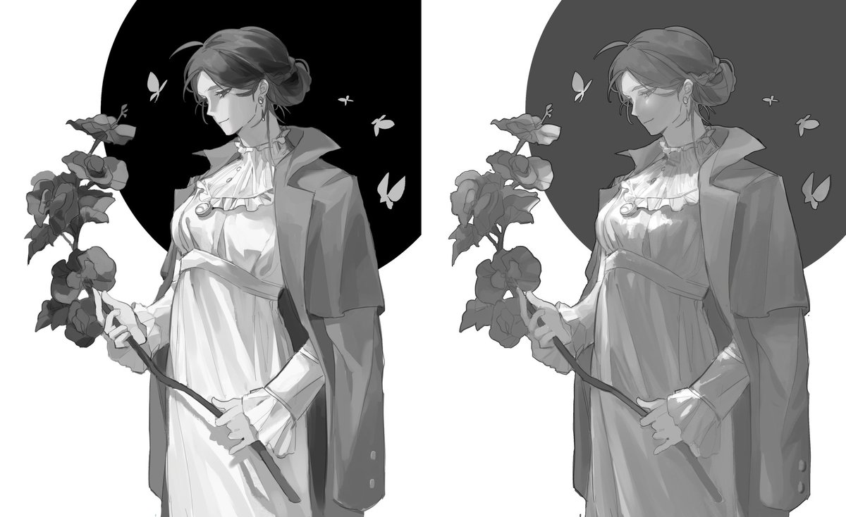 QIUHOND's tweet photo. 动作有参考，素描练习，上色全靠渐变映射，所以和设定颜色有出入 https://t.co/yVwhRdGA3I