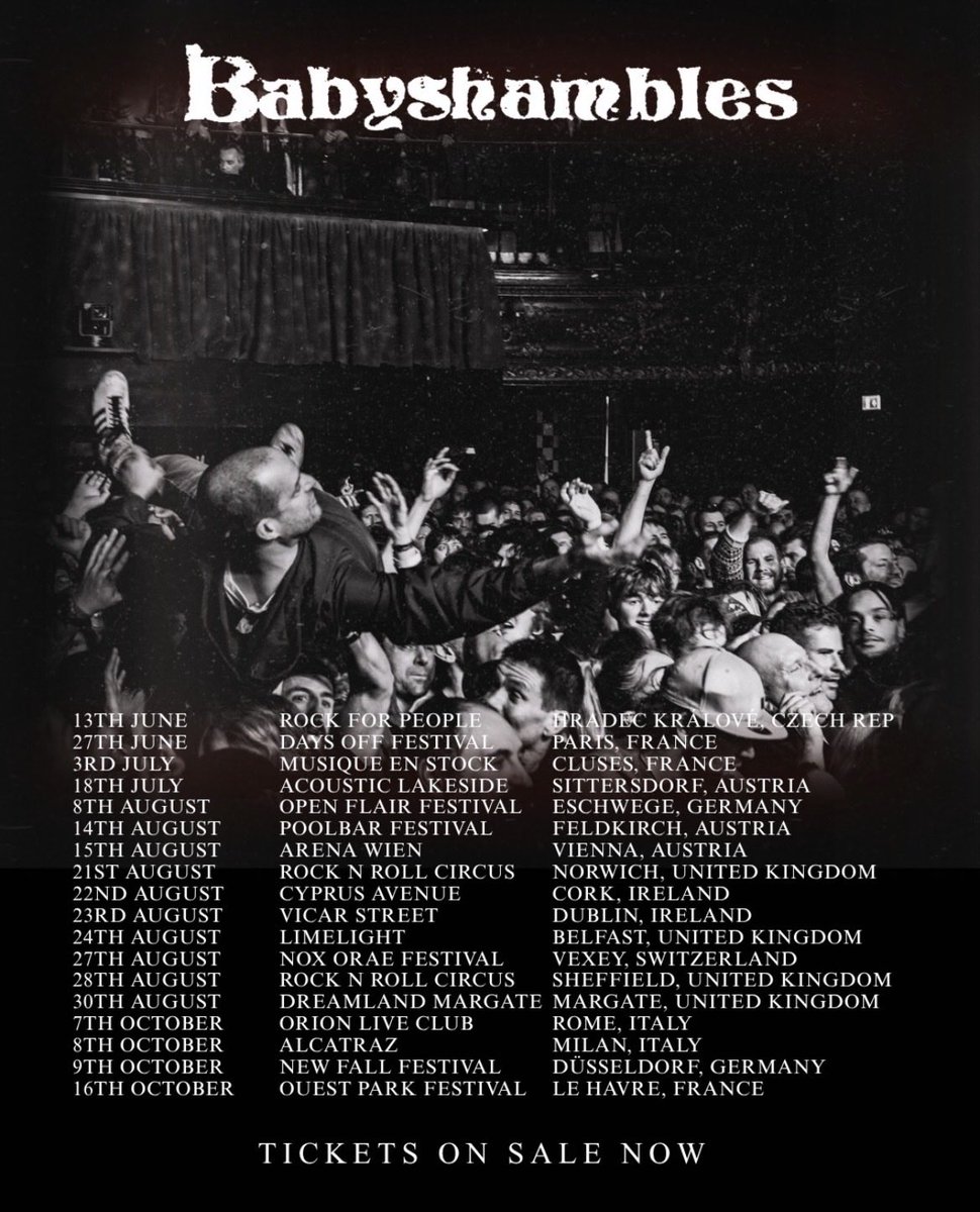 adamficek's tweet photo. So many many people don’t know that we have live dates this year….

See the list. 

Germany, Austria, UK, big one in Margate!
Switzerland, Mini tour of Ireland…Italia.

Share the dates, spin the plates, Shambles are back.
Tell your mates…

#babyshambles #livedates https://t.co/QyfoeNB37E