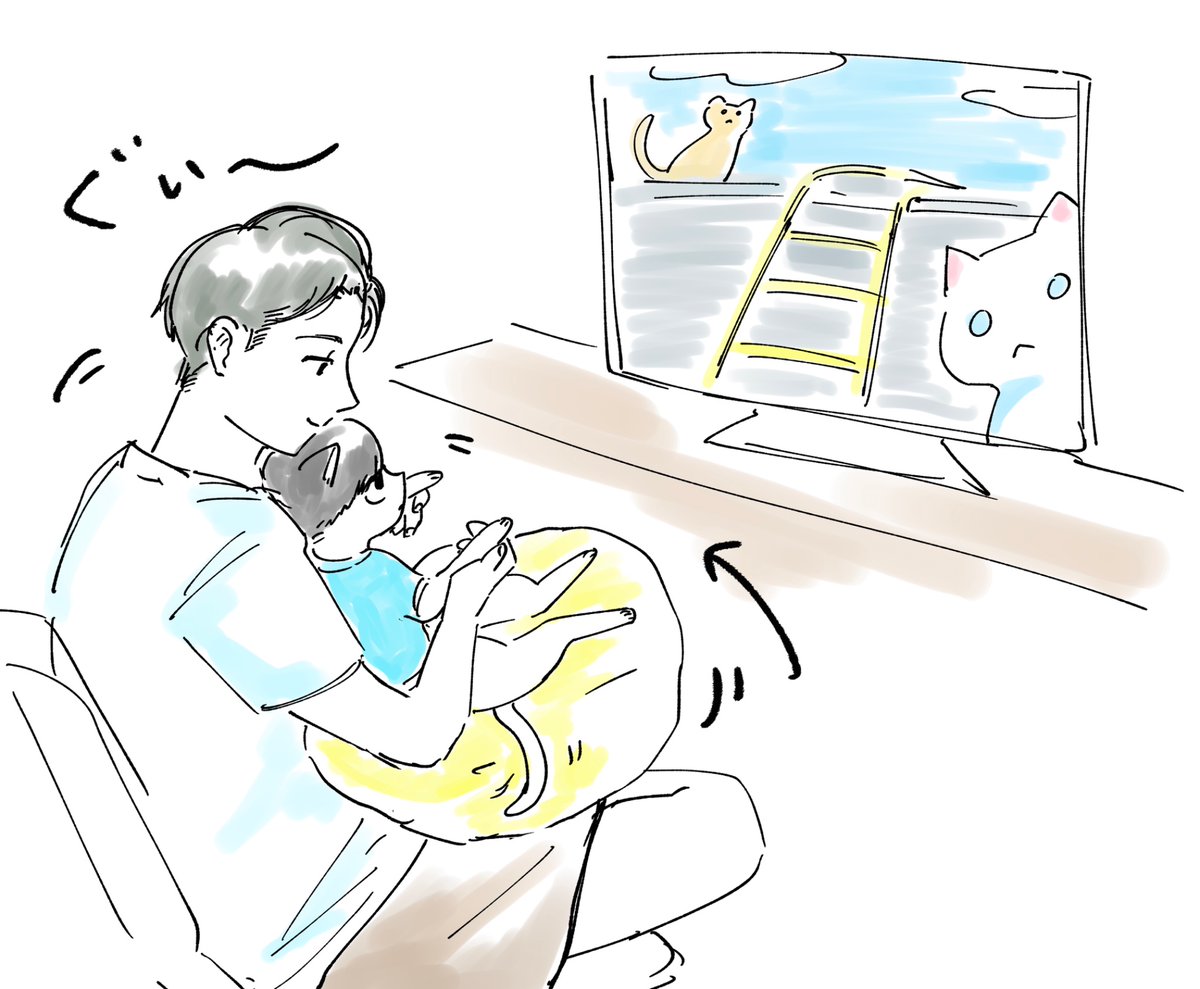SnnOoo0's tweet photo. 🐱🎢で遊んでもらうカバニャン
※参考あり※猫化 https://t.co/KrNRvQNVIO