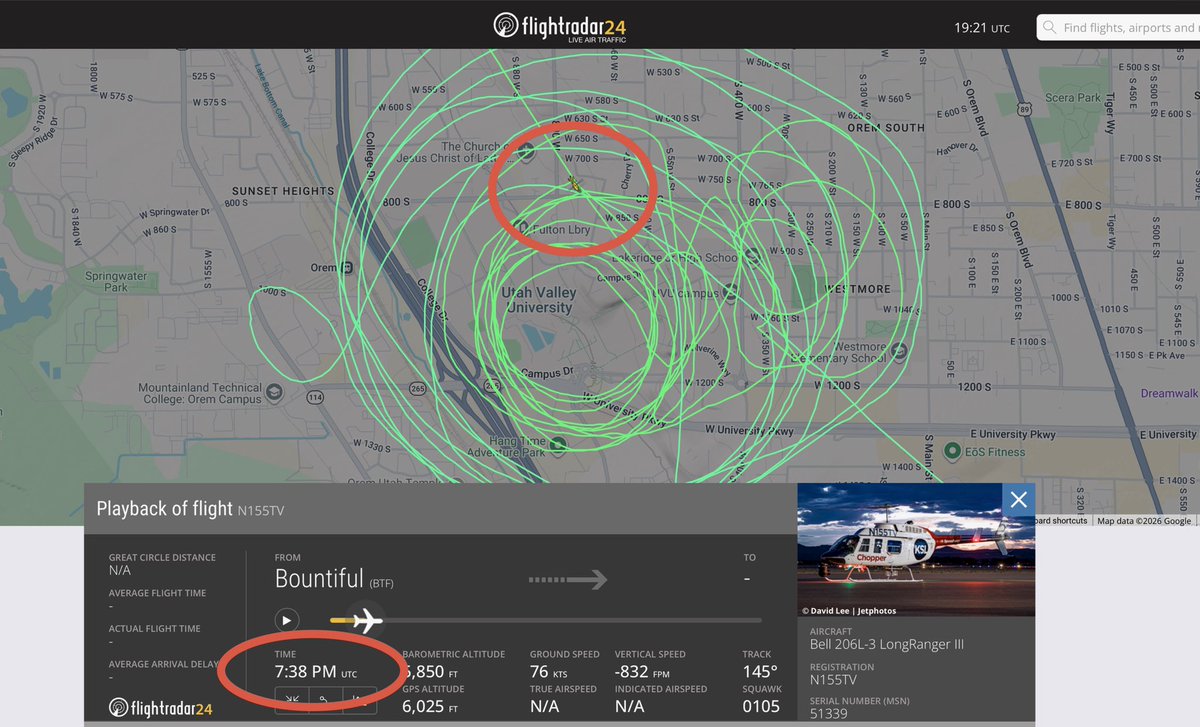 Villgecrazylady's tweet photo. KSL’s Chopper 5 made its initial descent into Prove at 1:38 pm local time on 9/10. 

They left 2 hours later. 

The screwdriver wasn’t on the roof. https://t.co/gtUQoye39q