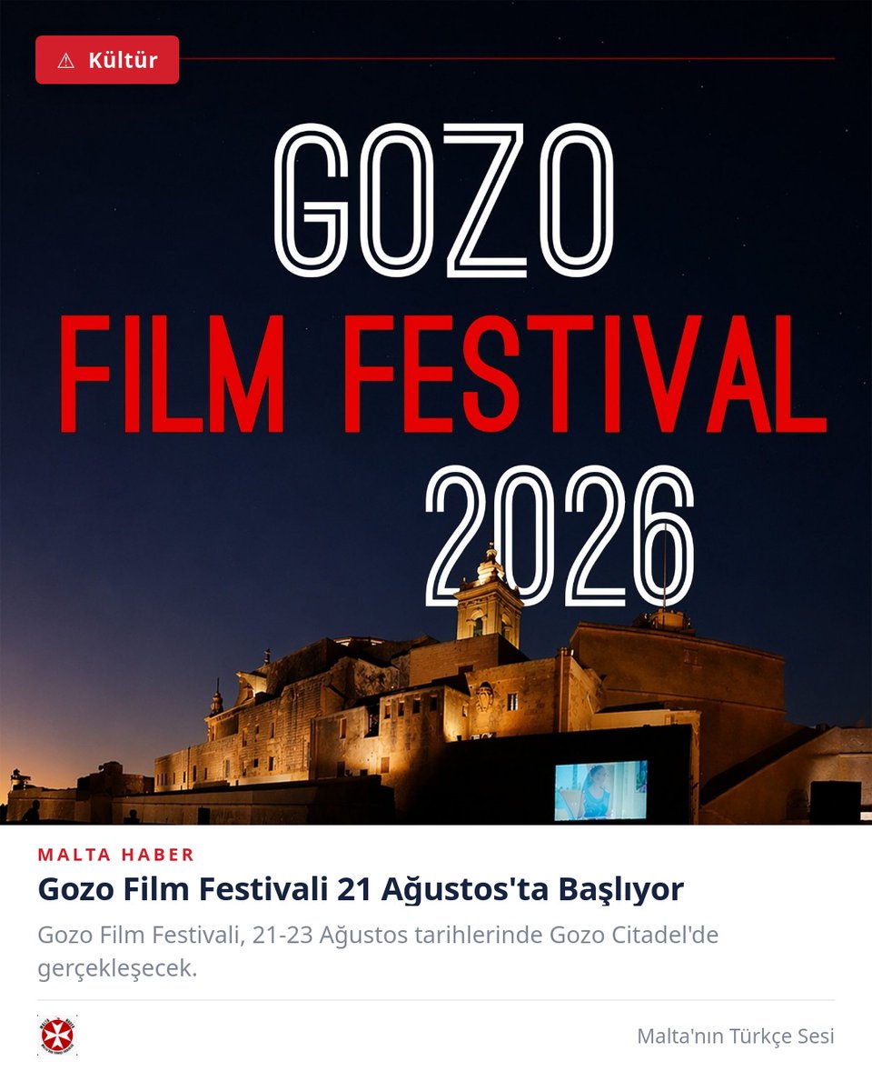 MaltaHaber's tweet photo. Gozo Film Festivali 21 Ağustos'ta Başlıyor
https://t.co/rq403slrbt
#GozoFilmFestivali #Malta #Sinema #Kültür #Gozo #FilmFestivali https://t.co/EqBo3DjQly