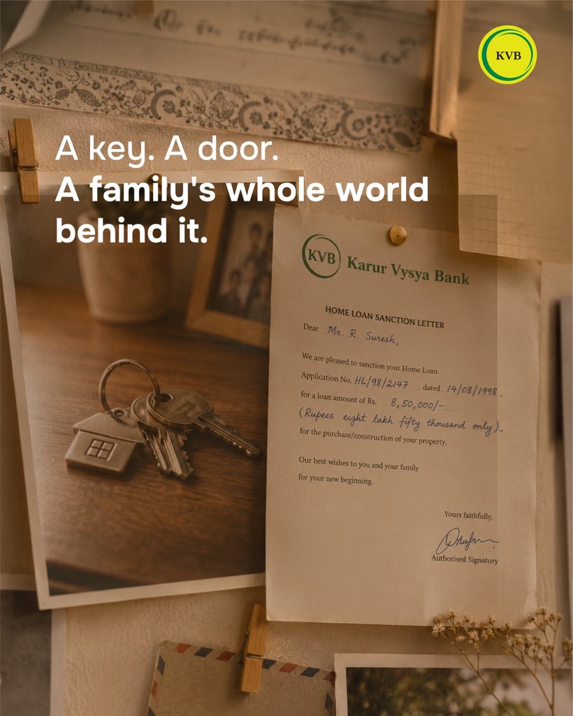 KarurVysyaBank_'s tweet photo. A house is built with walls. A home is built with moments. Here's to every dream that finds its place with KVB.
#KVB #KarurVysyaBank #Homeloans https://t.co/y23yIND1QX