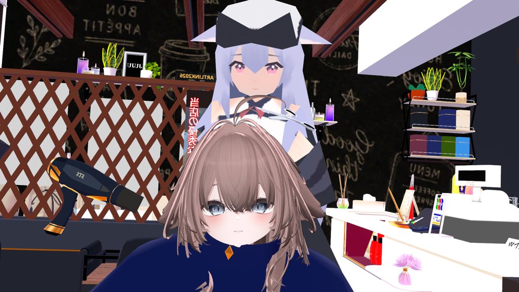 U_Luna05W's tweet photo. vketの美容室みたいなとこ
ドライヤーで髪の毛がぼわーってなった https://t.co/AhAdDhdE7U