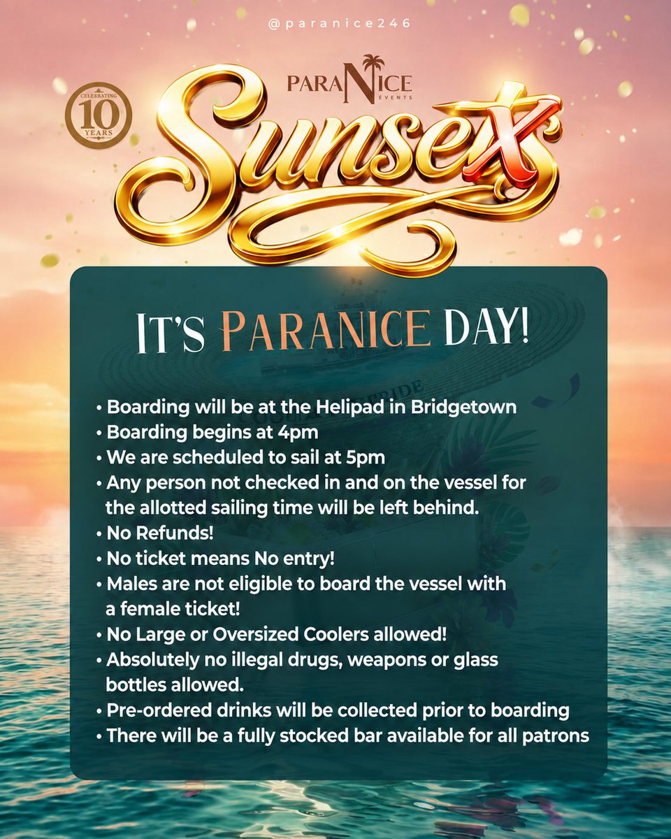 Paranice246's tweet photo. 🧡🩷#ParaniceSunsex SAILS TODAY!🩷🧡

We are celebrating 10 Years of #Paranice and we couldn’t have done it without you! 

🛳️ NEW Boarding: 4:00 PM
⚓NEW Sailing: 5:00 PM

See you soon 😉

#ParaniceEvents  #ParaniceSunsex #10YearsOfParanice 🛥️🥂 https://t.co/EabeC0oFIk