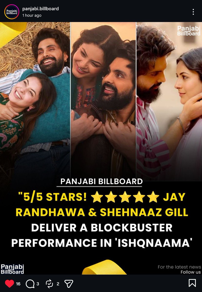 blurr4444's tweet photo. It's so beautiful to see Ishqnama get such good ratings from big punjabi media portals and movie critics 💟🤌🏻 
#ShehnaazGill #Ishqnama https://t.co/SqOKz1jtvN