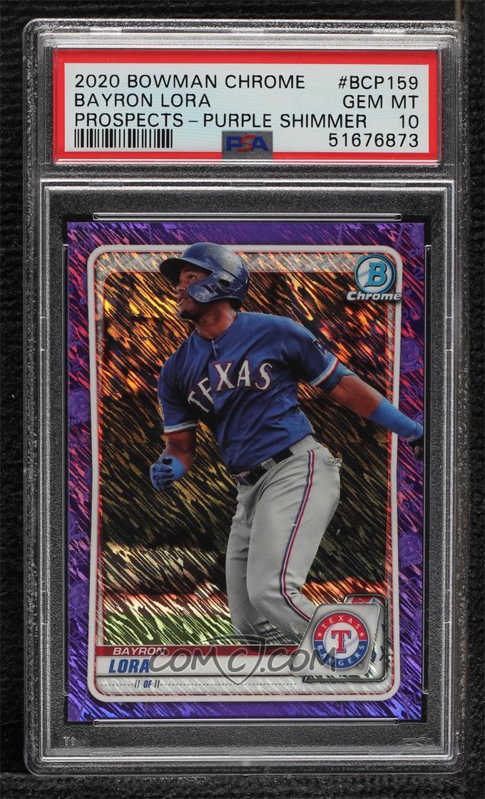 LimitedCards's tweet photo. ✨GEM MINT SPORTS CARDS + MORE!!!✨
⚡️ Our most recent sale on @CheckOutMyCards:
2020 Bowman Chrome Prospects Purple Shimmer Refractor #BCP-159 Bayron Lora ROOKIE RC PARALLEL PSA 10 GEM MINT
Texas Rangers MLB
💰 SOLD FOR $18.99 💰
Much more available on COMC here:
https://t.co/KsfF2WxCkS
and on eBay:
https://t.co/fcsLkpPNdI
#COMCLast5 #COMCMailday #TheHobby
@3bangerbreaks @CardsJakes @collec_sport @CousinClark @CrdboyC @DHCards10 @evildrprkchp @FeistSportsCard @GotdemCards @HeathElliott79 @ILOVECOLLECTING @juice_worldcard @MrBelvitch @PapayonTrading @RSJRsteel @spcardseller @sports_sell @SportsCardDeals @ThatDude_Hut @thelafleurboys @TheShop_CC @tm1515152005 @ToCollecting @tomdicaprio @vividblue2008 @westcards28