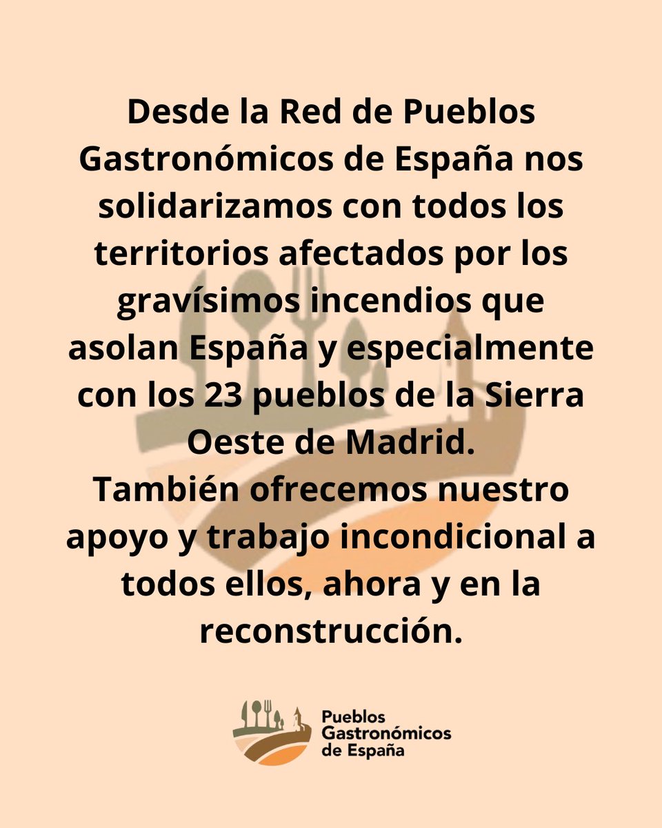 PueblosGastro's tweet photo. Desde la Red de Pueblos Gastronómicos de España mandamos todo nuestro apoyo 🤍 https://t.co/9uufdvlaQH