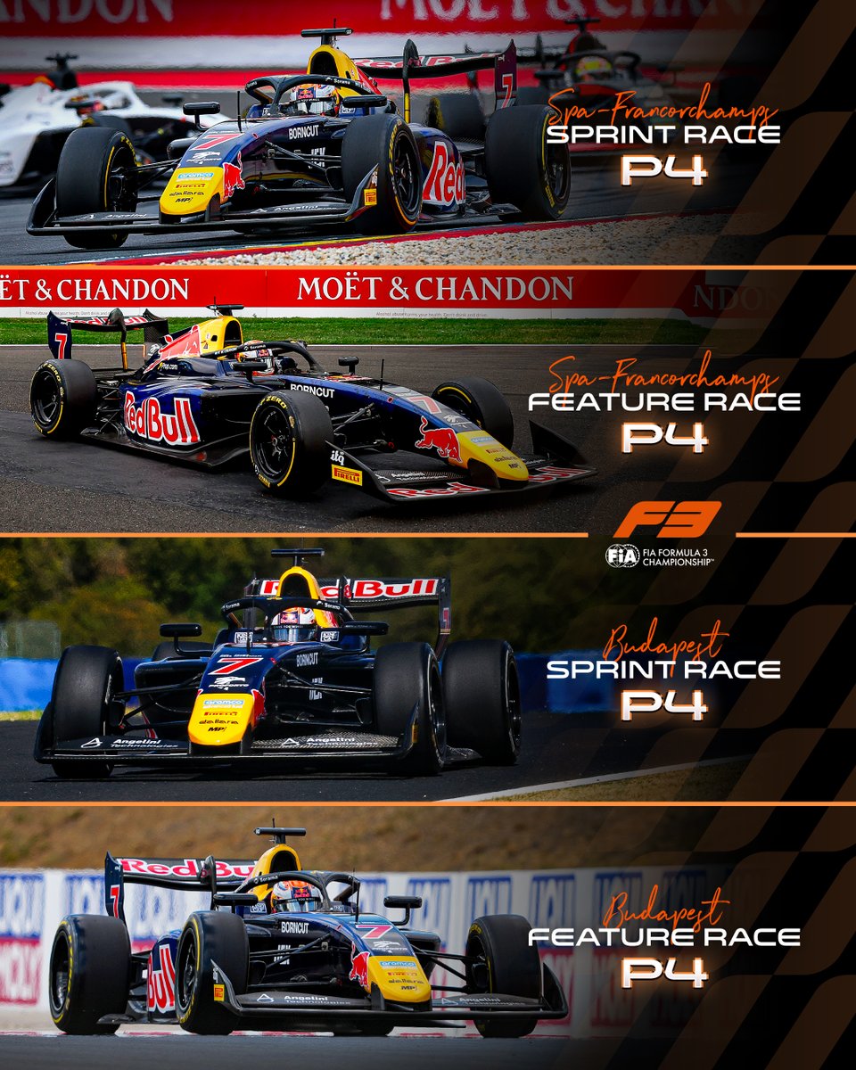 Formula3's tweet photo. ALL THE 4'S FOR COLNAGHI! 👏🇦🇷

Birthday boy Mattia claims a fourth consecutive P4 finish in the Budapest Feature Race ✨

#F3 #HungarianGP https://t.co/h4RNHDMUzf