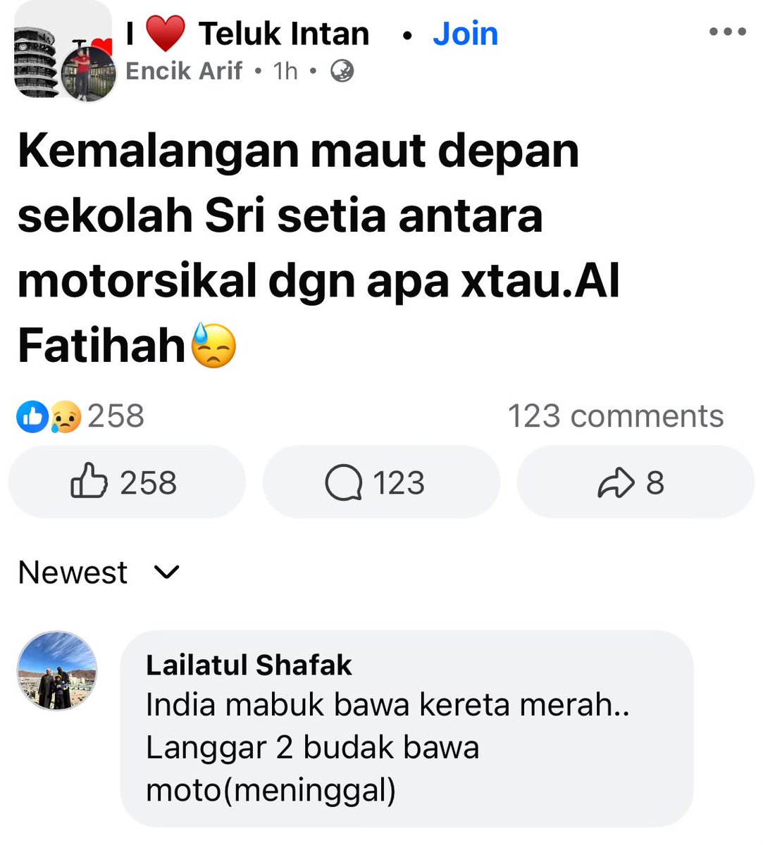 BendiTheBagak's tweet photo. INDIA MABUK LANGGAR 2 MELAYU SAMPAI MENINGGAL 😡🖕

Within 24 hours ada 2 kes INDIA mabuk, tapi kalini INDIA mabuk langgar 2 MELAYU sampai meninggal.

Salam takziah kepada keluarga arwah.

Bila nak educate komuniti sendiri not to drink and drive huh machas? Bodoh.

#PariahWatch https://t.co/XtYUIGeR0T
