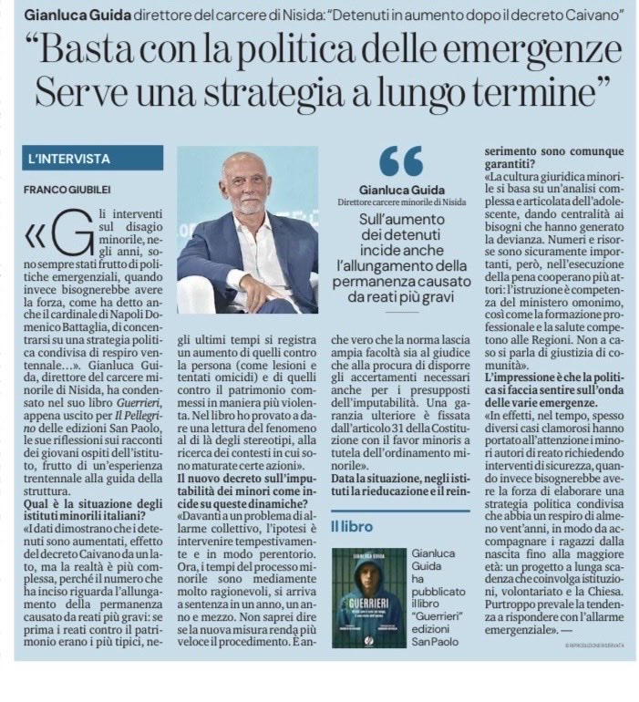 mariamacina's tweet photo. Gianluca Guida direttore del carcere di Nisida "Detenuti in aumento dopo il decreto Caivano" https://t.co/TUJRnjISn6
