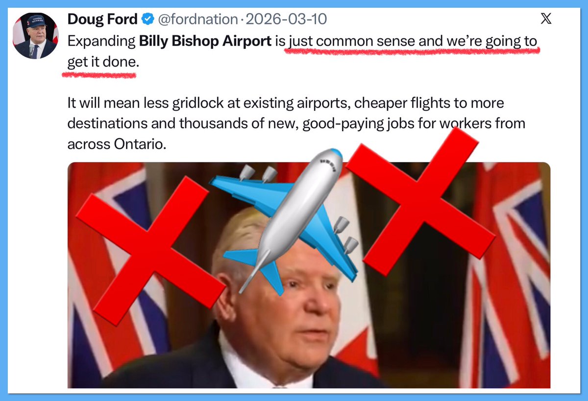 portagebaygirl1's tweet photo. Hey Doug, remember back in March when you SEIZED Billy Bishop Airport without consultation and you said allowing jets was “just common sense and we’re going to get it done?” Well I guess it’s not common sense and you’re not gonna get it done after all.🤨 https://t.co/OqoyYanlQ7