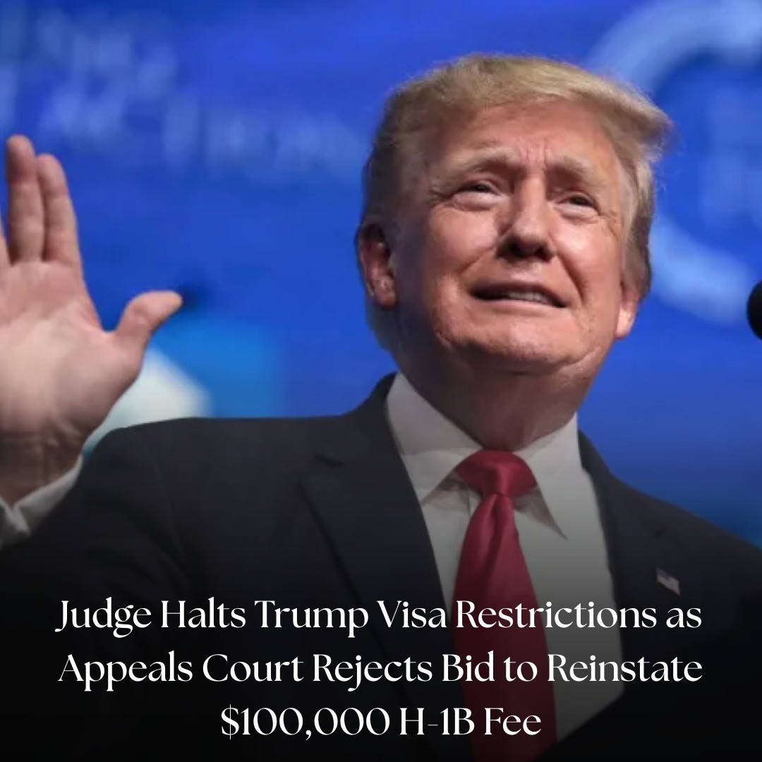 IBTimesUK's tweet photo. Court Ruling Halts Trump's Controversial H-1B Visa Fee Amid Legal Challenges

#H1BVisa #TrumpAdministration #USCourts #Immigration #BreakingNews 

Read More: https://t.co/YRrdwmzzzg https://t.co/pW8XdMdVn4