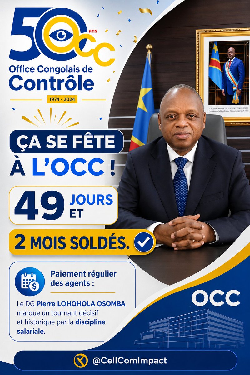 CellComImpact's tweet photo. #RDC|

Le Directeur Général de l'OCC, Pierre Lohohola Osomba, depuis sa prise de fonction à l'OCC, assure toujours le paiement au temps convenable.

@fatshi13 @SuminwaJudith @julienpalukucom @ilungajordan1
@PLohohola @CMuabilu @OCC_RepDemCongo
@VniqueBernar4 @damkup
@Princeilunga14 @TopCongo