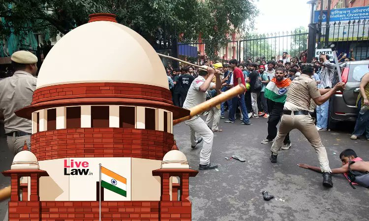 LiveLawIndia's tweet photo. #BREAKING Petition filed in the #SupremeCourt seeking registration of FIRs against police officials and CAPF personnel who allegedly committed violence on student protesters during the Janatar Matar protests from July 20.

The PIL seeks an independent investigation regarding the use of force, and also the preservation of CCTV visuals and other digital records relating to the incidents.

The petitioner is represented by Adv Narendra Mishra, who had earlier filed a letter petition raising the same issue, which was mentioned before the Chief Justice of India on July 22.
