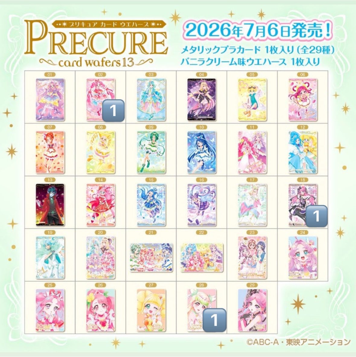 cure_teyan's tweet photo. プリキュア ウエハース カード 交換

譲:画像1〜5枚目

求:画像6枚目 or /100＋送料（3枚〜）
HRは交換のみ
求品リスト外の同一キャラも検討可

郵送のみ

お気軽にお声掛けください https://t.co/6Nw6zD1EVK